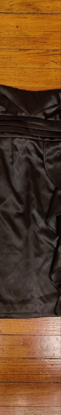 My Michelle Black Satin Strapless Dress with Ruffle Detail